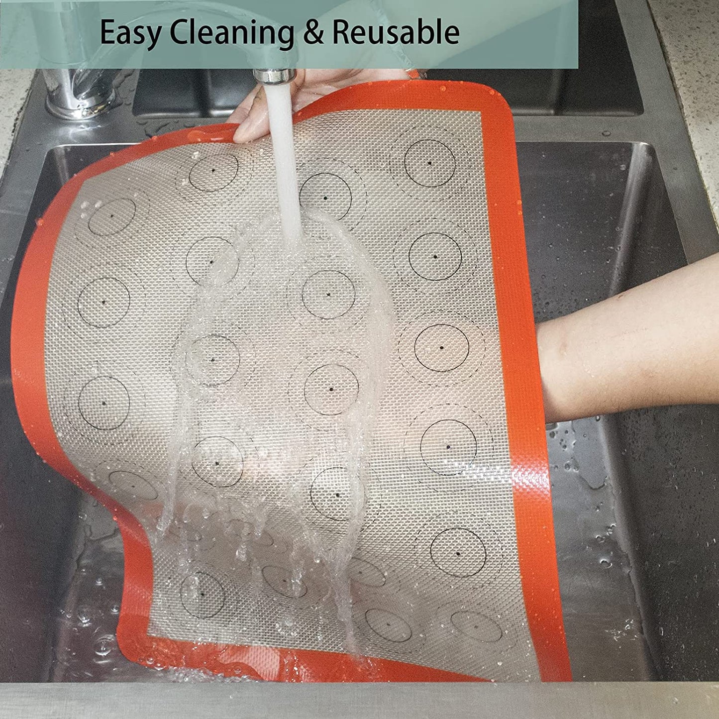 Set of 4 Silicone Baking Mats - Non-Stick Reusable Liners for 11" X 17" Half Sheet and 8" X 12" Quarter Sheet, Ideal for Baking Macarons, Cookies, Bread, and Pastries