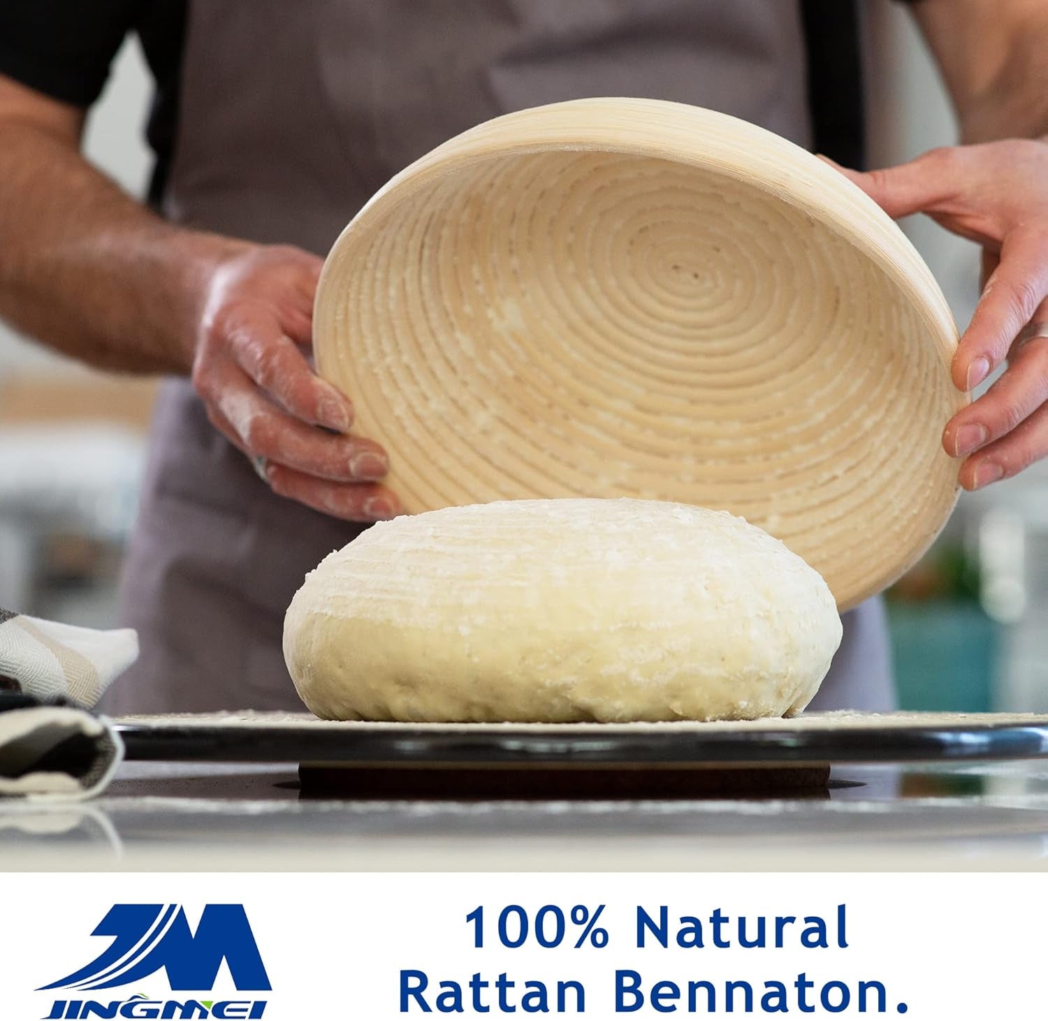 10-Inch Round Banneton Proofing Basket for Bread and Dough with Accessories: Includes Free Brush, Liner, and Bread Lame (Holds Up to 1000G Dough)