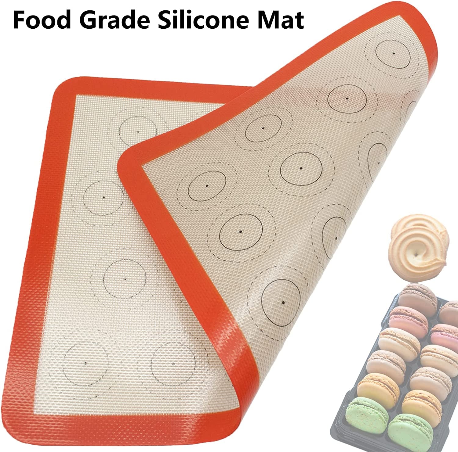 Set of 4 Silicone Baking Mats - Non-Stick Reusable Liners for 11" X 17" Half Sheet and 8" X 12" Quarter Sheet, Ideal for Baking Macarons, Cookies, Bread, and Pastries