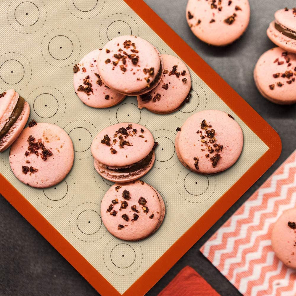 Set of 4 Silicone Baking Mats - Non-Stick Reusable Liners for 11" X 17" Half Sheet and 8" X 12" Quarter Sheet, Ideal for Baking Macarons, Cookies, Bread, and Pastries