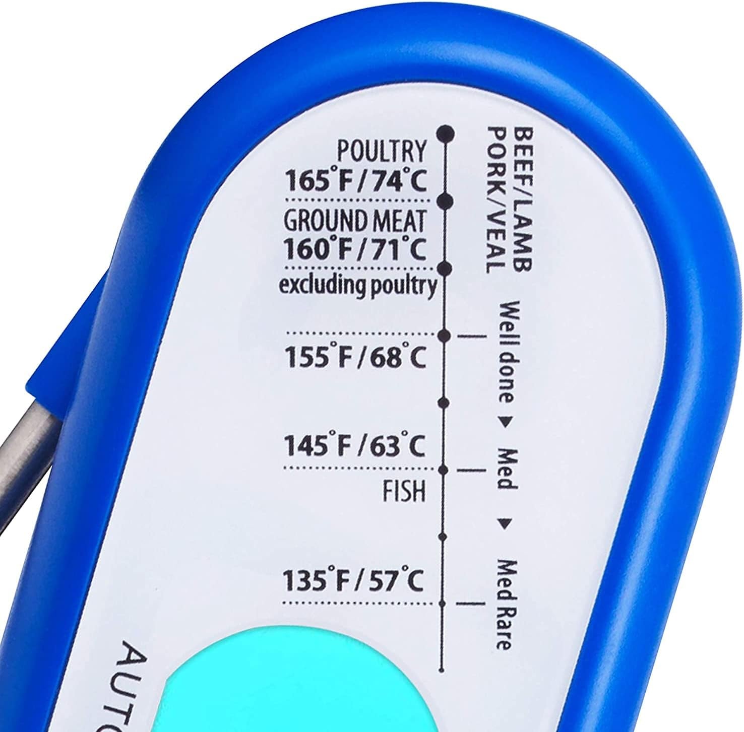 Instant Read Meat Thermometer for Grill and Cooking. Best Waterproof Ultra Fast Thermometer with Backlight & Calibration. Digital Food Probe for Kitchen, Outdoor Grilling and BBQ! Blue