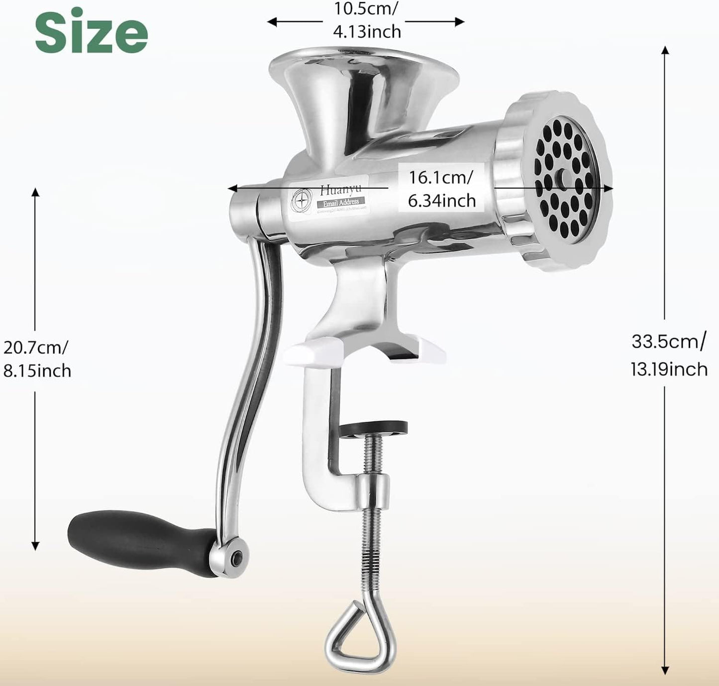 Heavy-Duty Manual Meat Grinder #12 - 304 Stainless Steel Construction