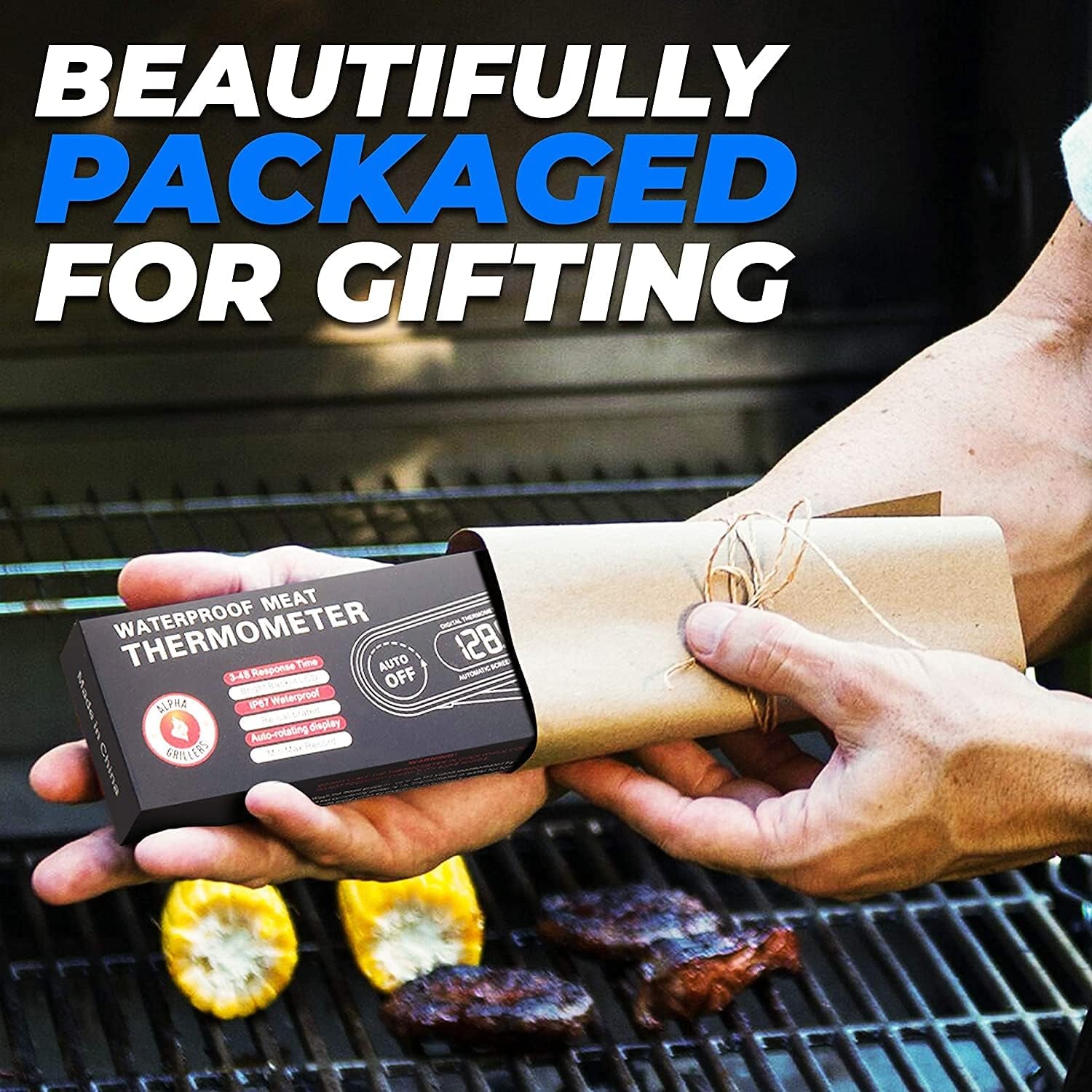 Instant Read Meat Thermometer for Grill and Cooking. Best Waterproof Ultra Fast Thermometer with Backlight & Calibration. Digital Food Probe for Kitchen, Outdoor Grilling and BBQ! Blue