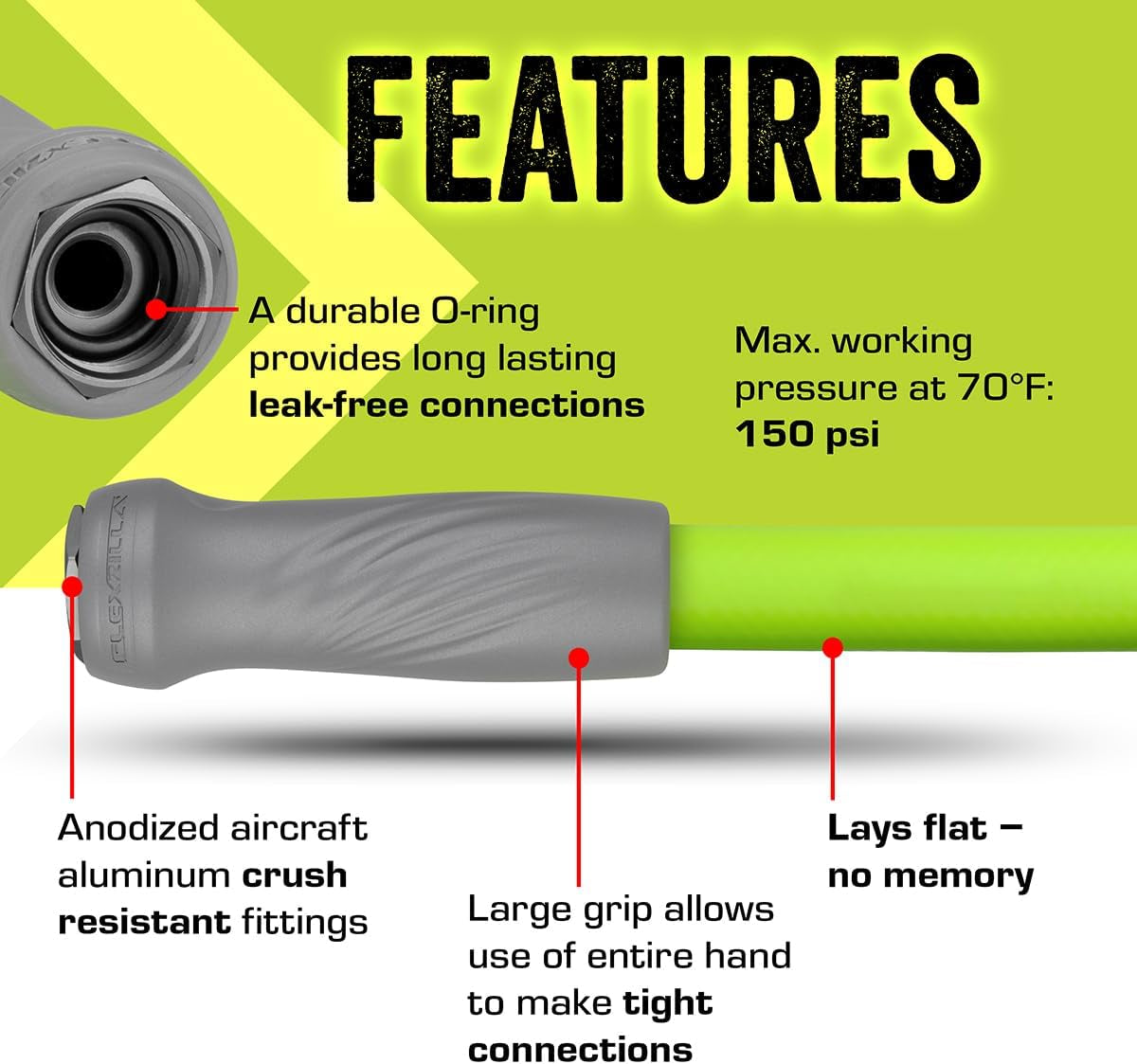 Garden Lead-In Hose with Swivelgrip, 5/8 In. X 10 Ft., Lightweight All-Weather Water Hose, Durable and Flexible, Leak-Free Connections