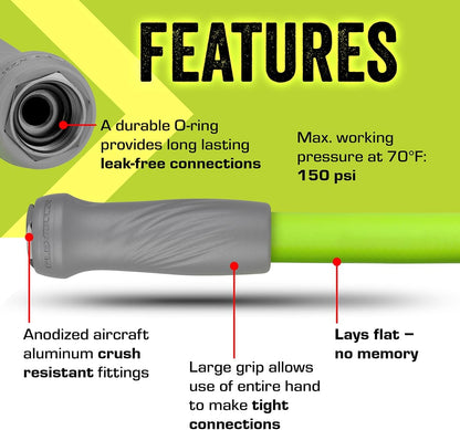 Garden Lead-In Hose with Swivelgrip, 5/8 In. X 10 Ft., Lightweight All-Weather Water Hose, Durable and Flexible, Leak-Free Connections