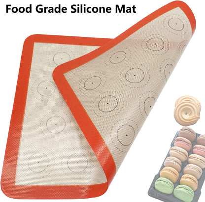 Set of 4 Silicone Baking Mats - Non-Stick Reusable Liners for 11" X 17" Half Sheet and 8" X 12" Quarter Sheet, Ideal for Baking Macarons, Cookies, Bread, and Pastries