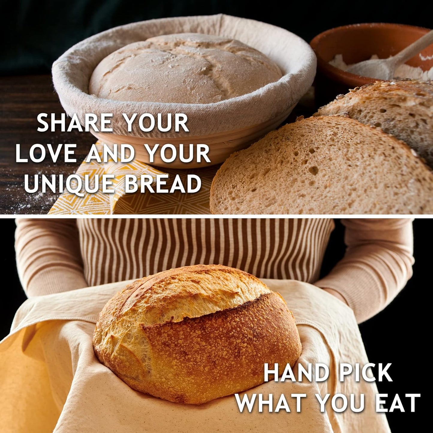 10-Inch Round Banneton Proofing Basket for Bread and Dough with Accessories: Includes Free Brush, Liner, and Bread Lame (Holds Up to 1000G Dough)